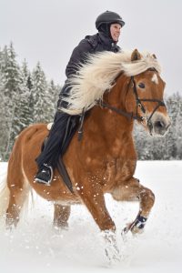 Woman riding in winter